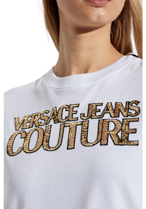 T-shirt con cristalli Institutional Logo VERSACE JEANS COUTURE | T-shirt | 78HAHE02 CJ00EG03